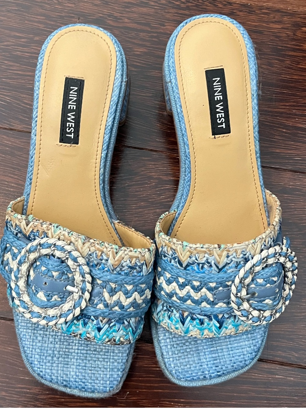 Nine West Blue Braided Slide Sandals - Size 6